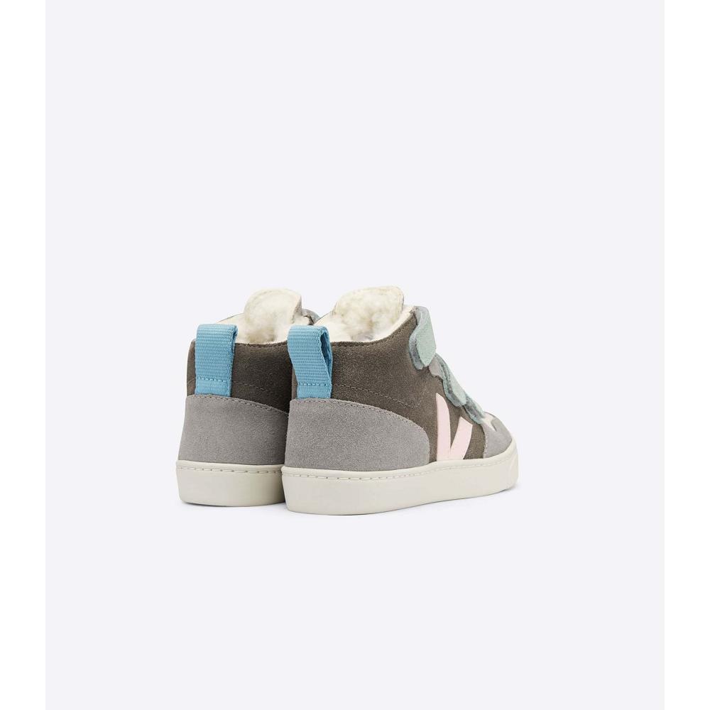 Veja V-10 MID FURED SUEDE Topanky Detske Siva | SK 761YXF